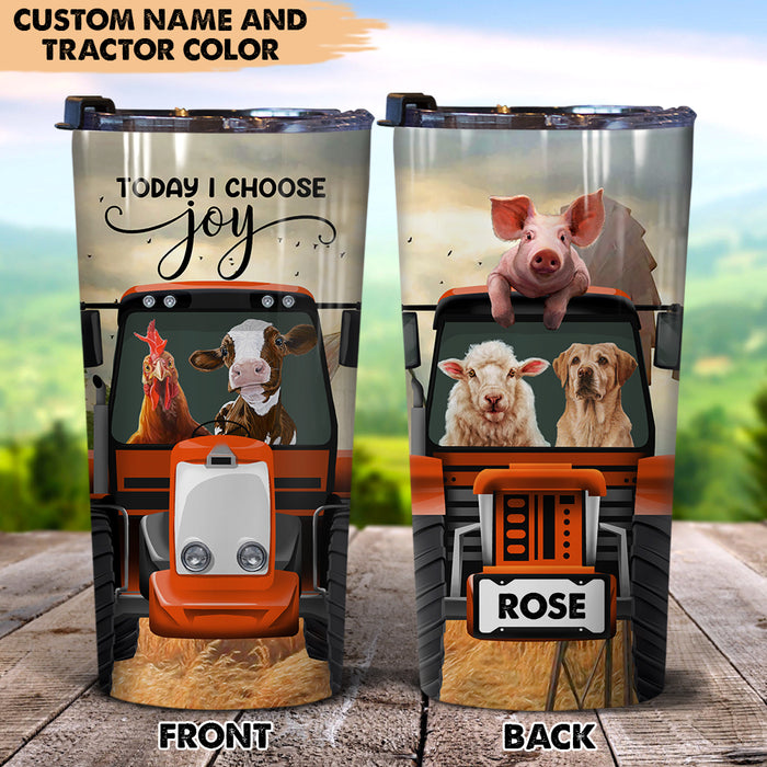 Today I Choose Joy Farmer Tumbler, Personalized Farmer Gift, Tractor Lover Gift