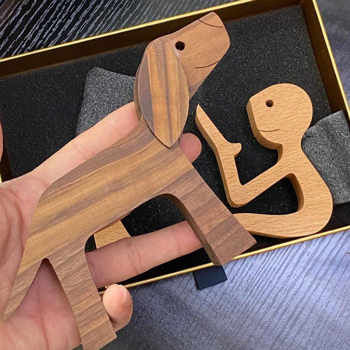 Gosszy A Man with Big Dark Floppy Ears Dog Wood Sculpture, Dog Lovers Gifts, Home Decor W08 wood sculpture