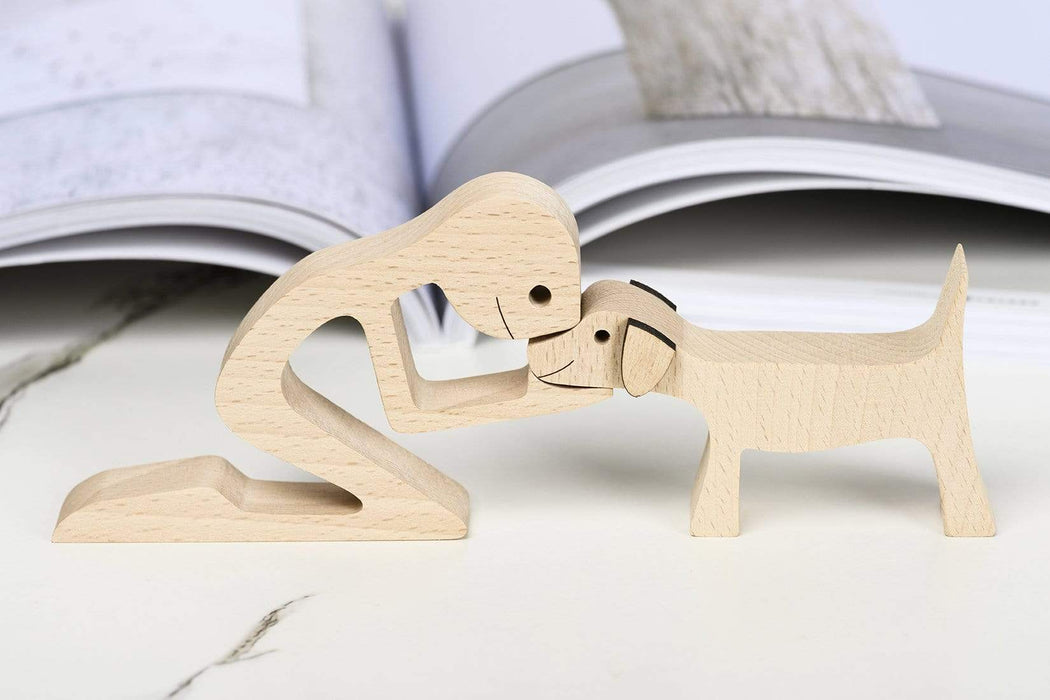 Gosszy A Man with Floppy ears and Long tail Dog Wood Sculpture,Dog Lovers Gift, Home Decor wood sculpture