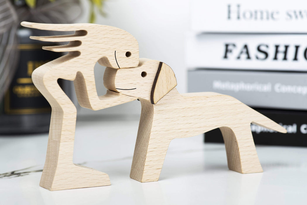 BOBO A Stand Women with V-shaped Floppy Ears and Long Tail Dog Wood Sculpture, Dog Lovers Gifts, Home Decor 12 wood sculpture