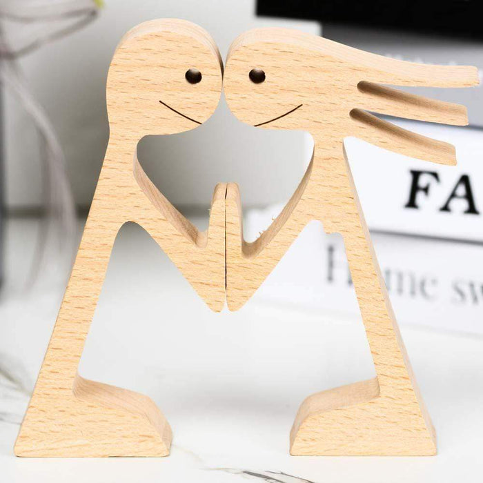 Gosszy Couple Man and Woman Stand Wood Sculpture, Couple Wooden Carving Gifts Home Decor W20 wood sculpture
