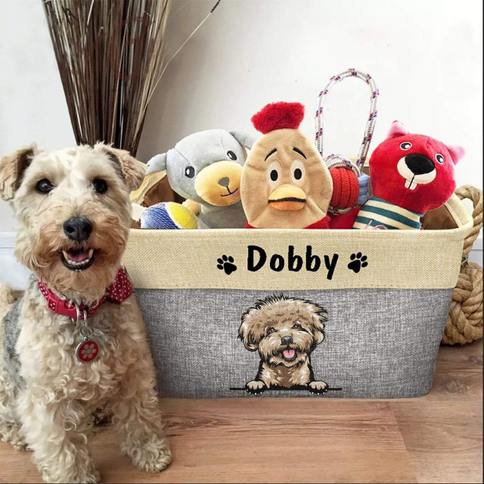 Gosszy Custom Cartoon Dog Toys Bin Storage, Dog Lovers Gift Storage