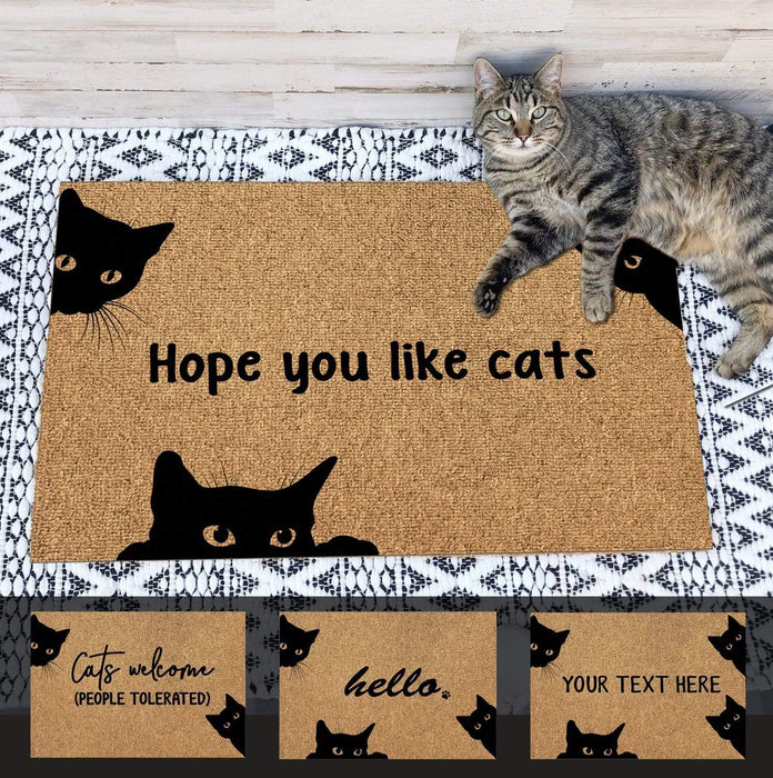 Gosszy Custom Cat Welcome Doormat, Gift Ideas For Cat Lovers, Housewarming Gift Doormat 15x24inch - 40x60cm