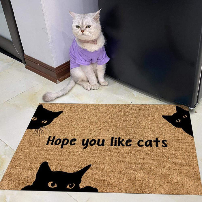 Gosszy Custom Cat Welcome Doormat, Gift Ideas For Cat Lovers, Housewarming Gift Doormat