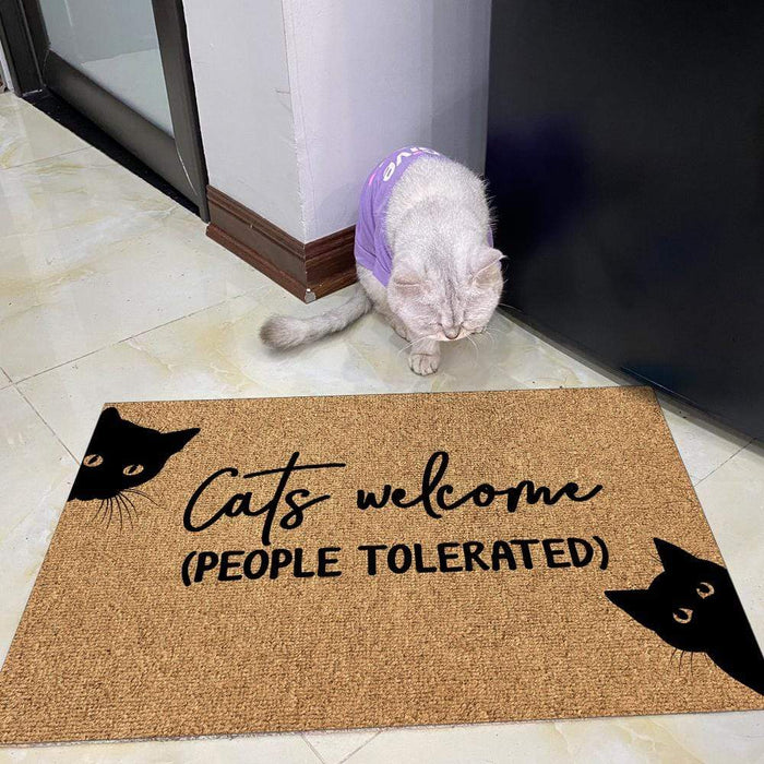 Gosszy Custom Cat Welcome Doormat, Gift Ideas For Cat Lovers, Housewarming Gift Doormat