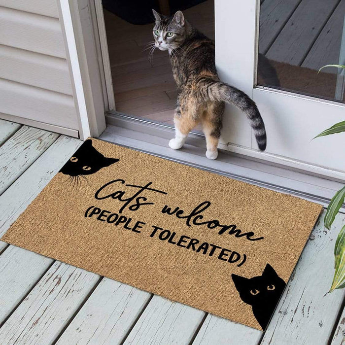 Gosszy Custom Cat Welcome Doormat, Gift Ideas For Cat Lovers, Housewarming Gift Doormat