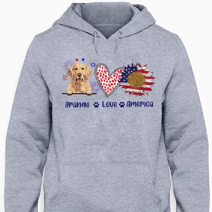 Gosszy Custom Dog Love America T-shirt Independence Day, America Gift, Dog Lover Gift Tshirt Pullover Hoodie / Sport Grey Color / S