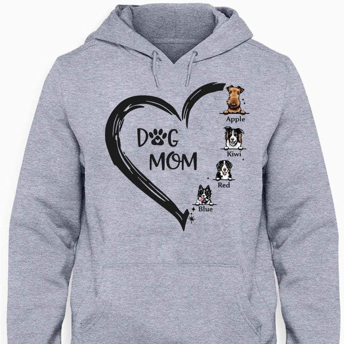 Gosszy Custom Dog Mom T-shirt, Dog Lovers Gift, Gift For Her, Animal Love, Mother day gift Tshirt Pullover Hoodie / Sport Grey Color / S