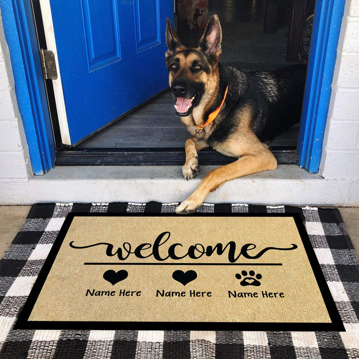 Gosszy Custom Family Name Doormat, Wife Gift, Husband Gift, Housewarming Gift, Dog Lover gift Doormat 15x24in-40x60cm