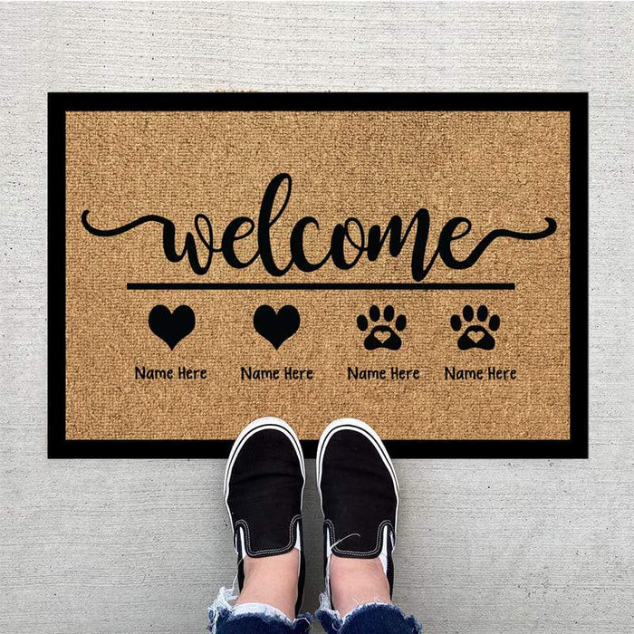 Gosszy Custom Family Name Doormat, Wife Gift, Husband Gift, Housewarming Gift, Dog Lover gift Doormat