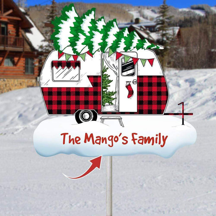 Gosszy Custom Merry Christmas Metal Sign For Camper, Camping Gift, Hippie Lover Gift Metal Sign