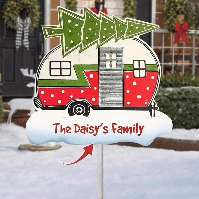 Gosszy Custom Merry Christmas Metal Sign For Camper, Camping Gift, Hippie Lover Gift Metal Sign