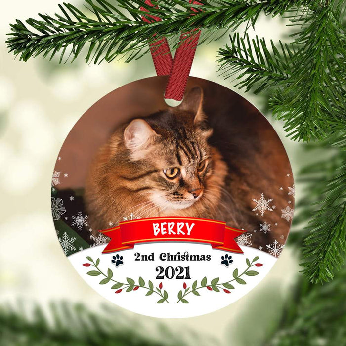 Gosszy Custom Photo Pet Ornaments, Dog Lover Gift, Cat Lover Gift, Christmas Gift Circle Ornament
