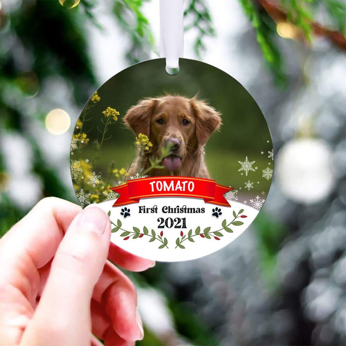 Gosszy Custom Photo Pet Ornaments, Dog Lover Gift, Cat Lover Gift, Christmas Gift Circle Ornament