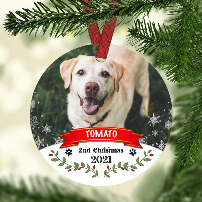 Gosszy Custom Photo Pet Ornaments, Dog Lover Gift, Cat Lover Gift, Christmas Gift Circle Ornament Pack 1 / One Size
