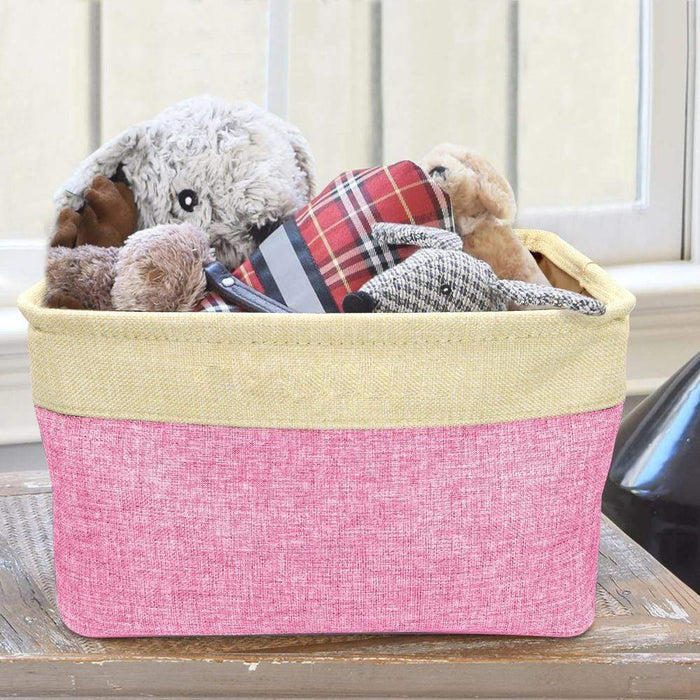 Gosszy Custom Upload Image & Name Pet Toys Bin Storage, Dog Lovers Gift, Cat Lover Gift Storage Pink / 15*10.6*9.4 Inch / Cotton and Linen