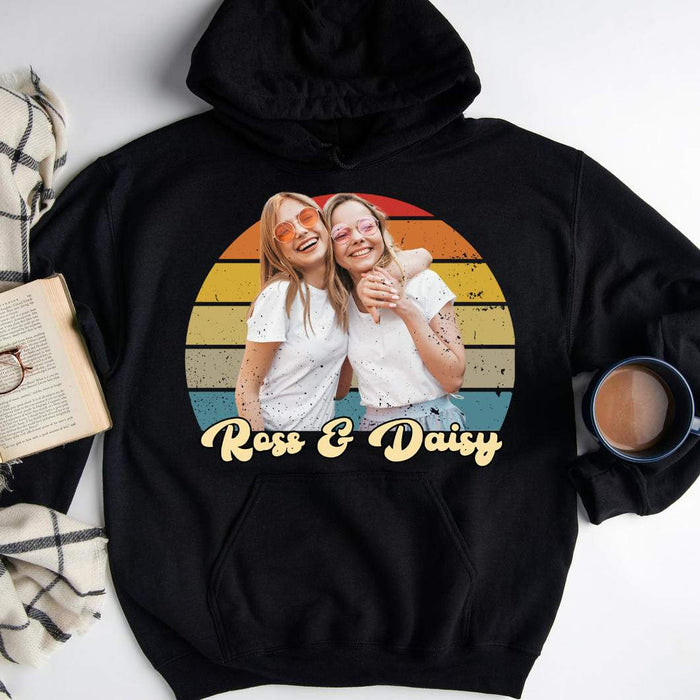 Gosszy Custom Vintage Retro Photo T-Shirt, Best Friend Gift Tshirt Pullover Hoodie / Black Color / S