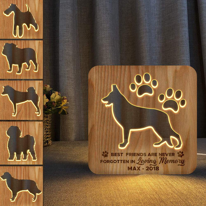 Gosszy Custom Wood Sculpture Night Light Wooden, 3D Decoration, Dog Lover Gift Led wood sculpture 19cm x19cm x 3cm