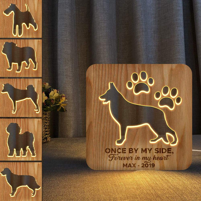 Gosszy Custom Wood Sculpture Night Light Wooden, 3D Decoration, Dog Lover Gift Led wood sculpture 19cm x19cm x 3cm