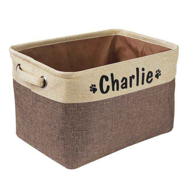 Gosszy CustomDog Toys Bin Storage, Dog Lovers Gift Storage Coffee / 15*10.6*9.4 Inch / Cotton and Linen
