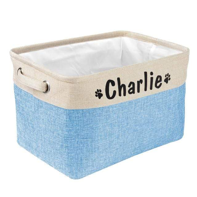 Gosszy CustomDog Toys Bin Storage, Dog Lovers Gift Storage Dodge Blue / 15*10.6*9.4 Inch / Cotton and Linen