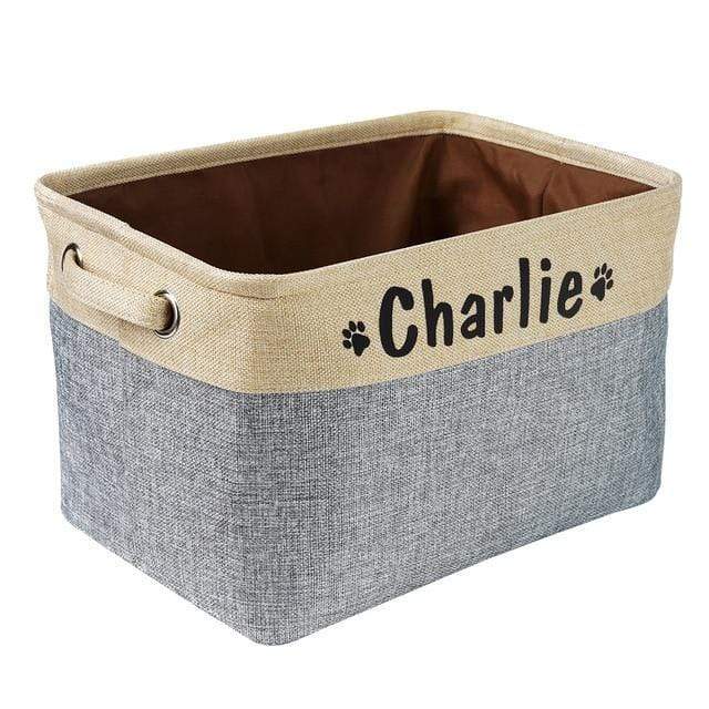 Gosszy CustomDog Toys Bin Storage, Dog Lovers Gift Storage Grey / 15*10.6*9.4 Inch / Cotton and Linen