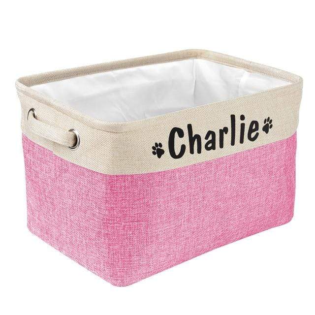 Gosszy CustomDog Toys Bin Storage, Dog Lovers Gift Storage Pink / 15*10.6*9.4 Inch / Cotton and Linen