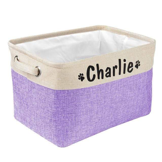 Gosszy CustomDog Toys Bin Storage, Dog Lovers Gift Storage Purple / 15*10.6*9.4 Inch / Cotton and Linen