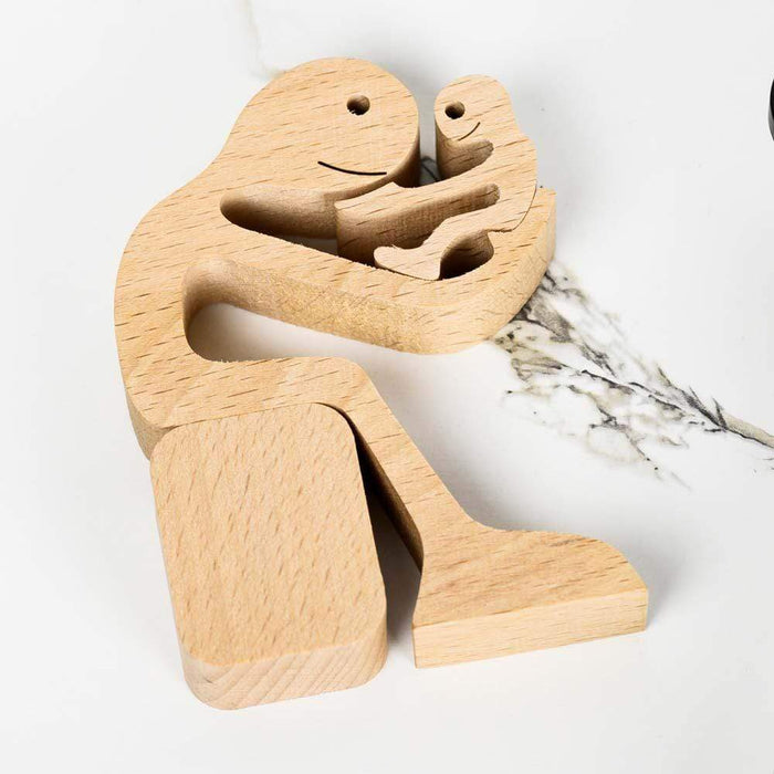 Gosszy Dad and children Wood Sculpture, Custom Gifts For Dad, Fathers Day Wooden Gifts Home Decor W23 wood sculpture