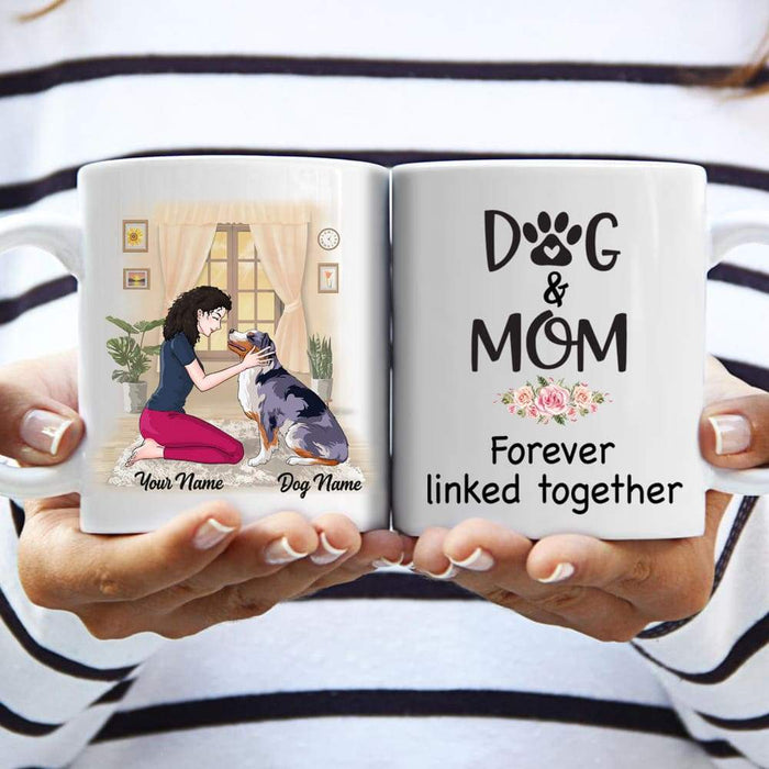Gosszy Dog & Mom forever linked together Coffee Mug, Gift Ideas For Dog Mom, Dog Lovers mug 11 oz. White Mug