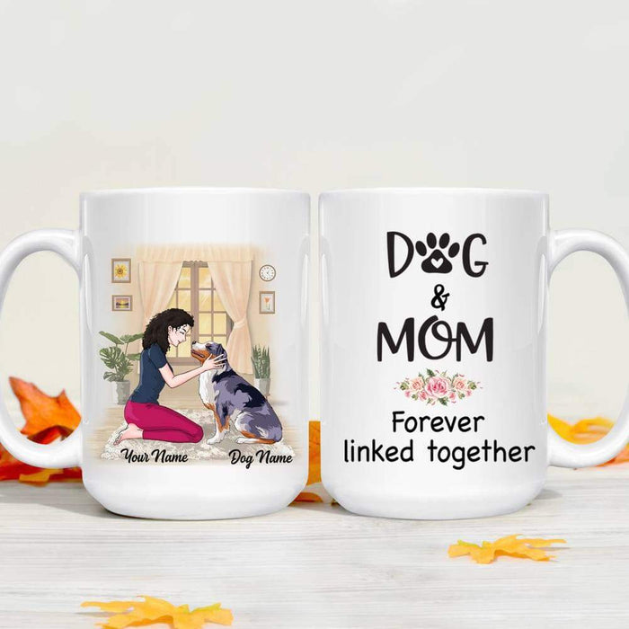 Gosszy Dog & Mom forever linked together Coffee Mug, Gift Ideas For Dog Mom, Dog Lovers mug 15 oz. White Mug