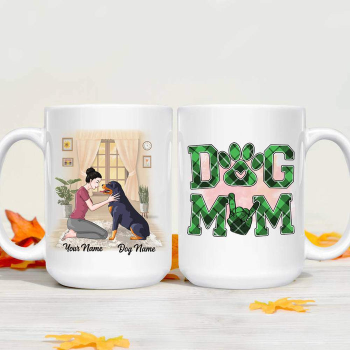 Gosszy Dog Mom Pattern Color Coffee Mug, Gift Ideas For Dog Mom, Dog Lovers Gift mug 15 oz. White Mug