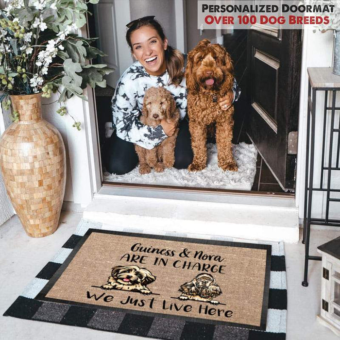 Gosszy Dogs Are In Charge We Just Live Here Doormat, Dog Lover Gift Doormat 15" x 24" / Top: Non-Woven Fabric