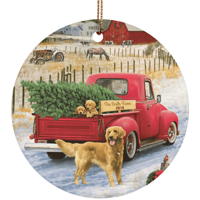 CustomCat Golden Farm Circle Ornament Ornaments White / One Size