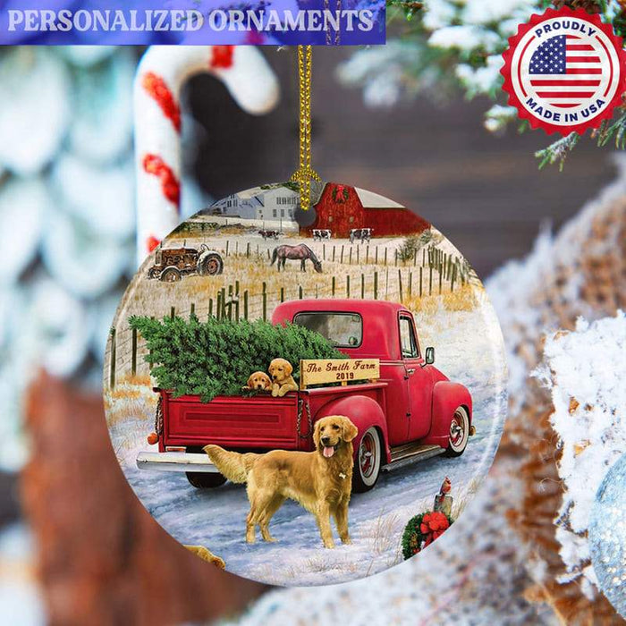 CustomCat Golden Farm Circle Ornament Ornaments White / One Size