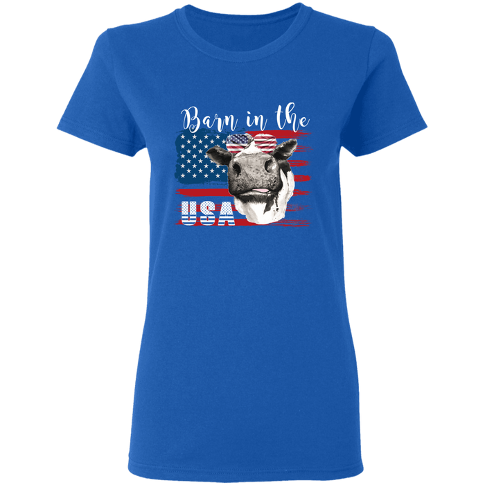 CustomCat Gosszy - Barn in the us - cow - tshirt Apparel G500L Gildan Ladies' 5.3 oz. T-Shirt / Royal / S