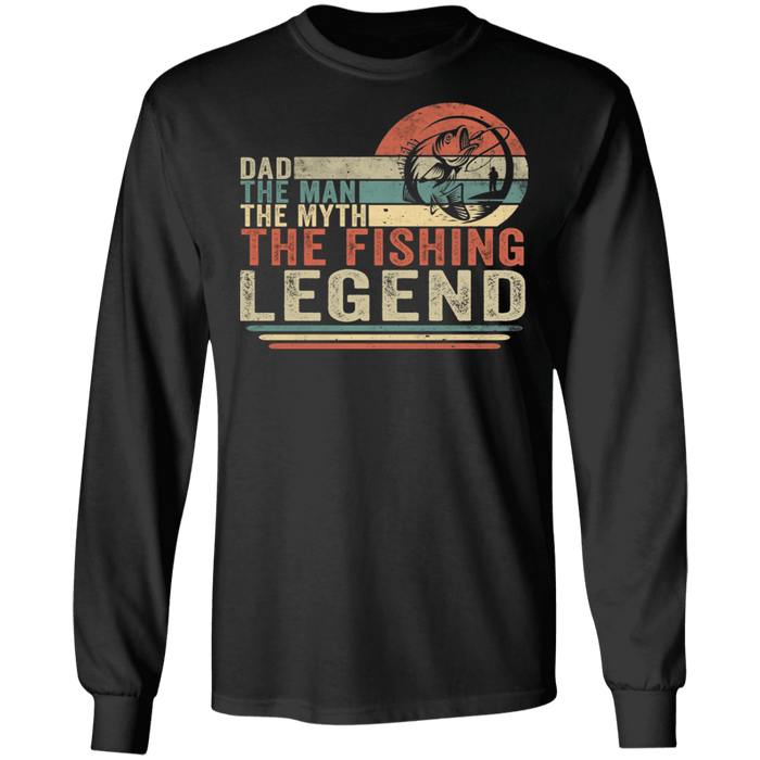 CustomCat Gosszy - Dad the legend fishing Apparel G240 LS Ultra Cotton T-Shirt / Black / S