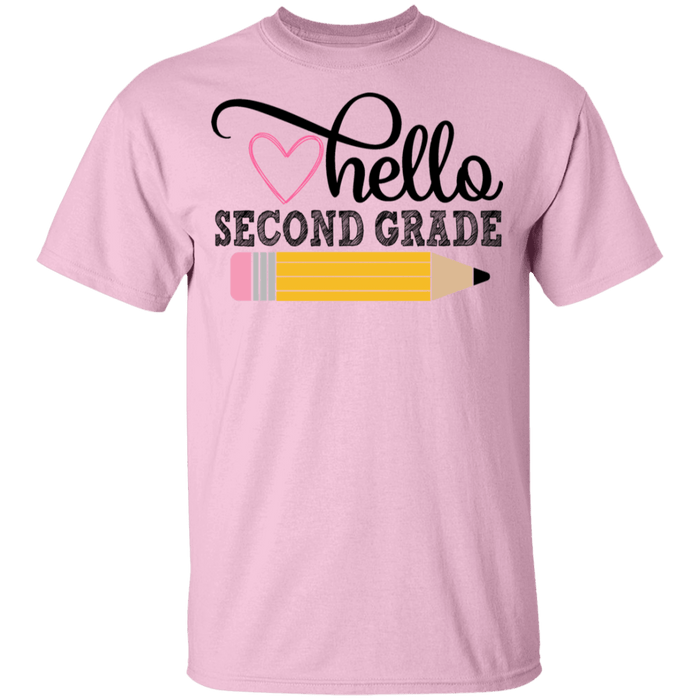CustomCat Gosszy - Hello Second grade Apparel G500B Youth 5.3 oz 100% Cotton T-Shirt / Light Pink / YXS