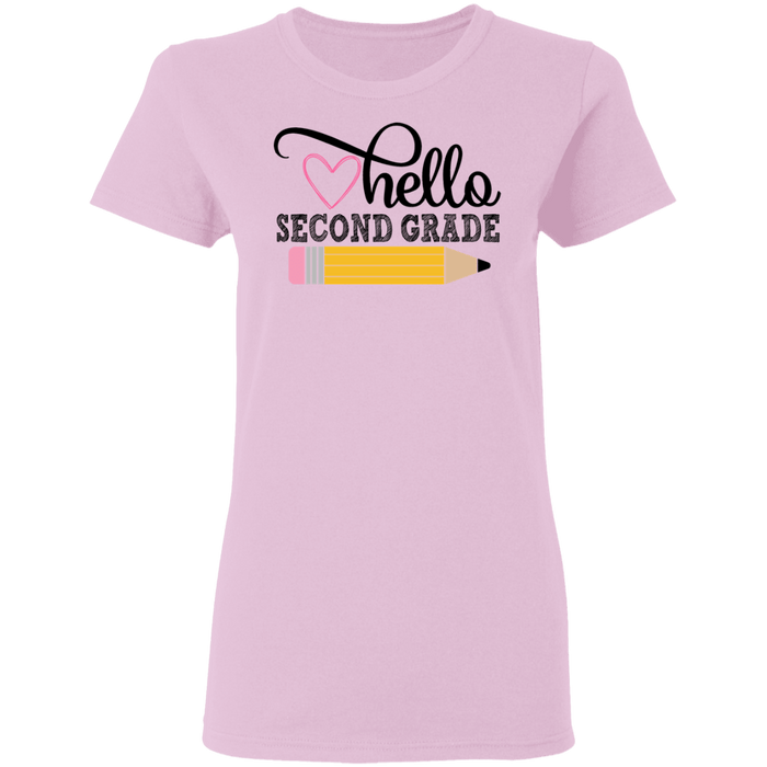 CustomCat Gosszy - Hello Second grade Apparel G500L Ladies' 5.3 oz. T-Shirt / Light Pink / S