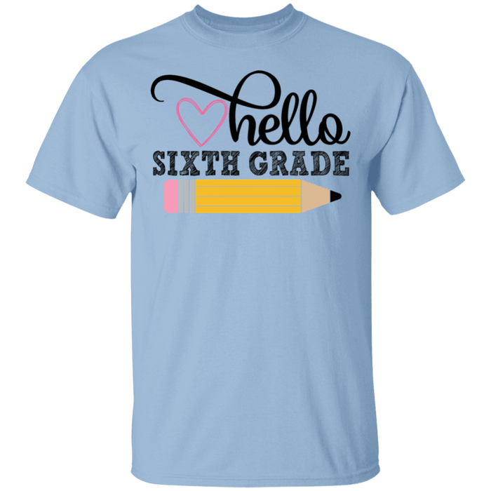 CustomCat Gosszy - Hello Sixth grade Apparel G500 5.3 oz. T-Shirt / Light Blue / S