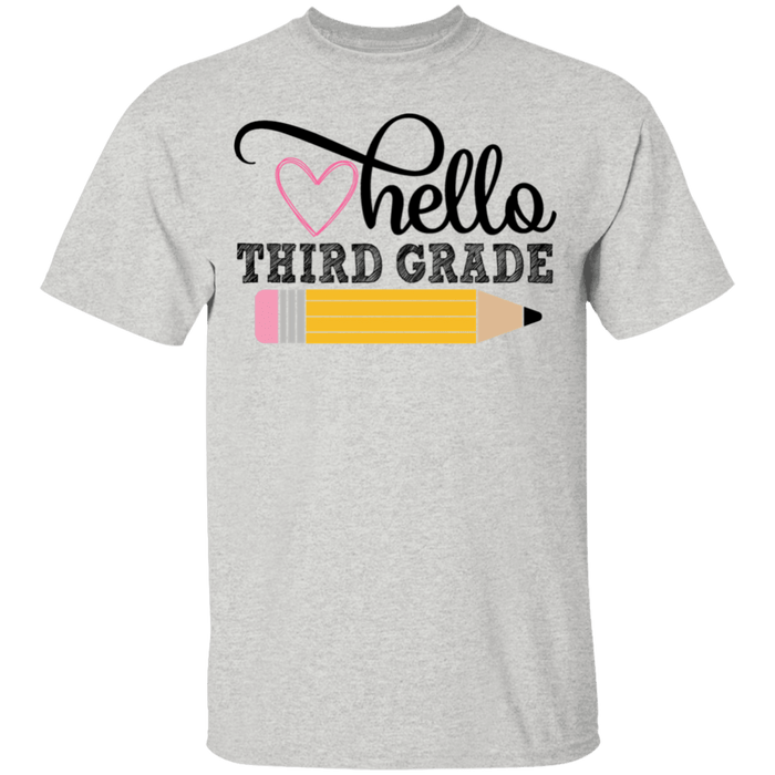 CustomCat Gosszy - Hello Third grade Apparel G500B Youth 5.3 oz 100% Cotton T-Shirt / Ash / YXS