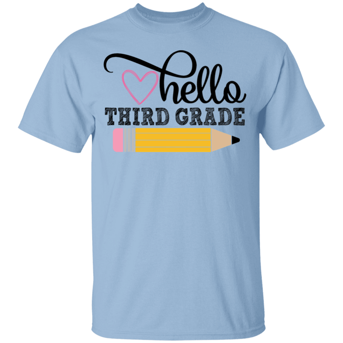 CustomCat Gosszy - Hello Third grade Apparel G500B Youth 5.3 oz 100% Cotton T-Shirt / Light Blue / YXS