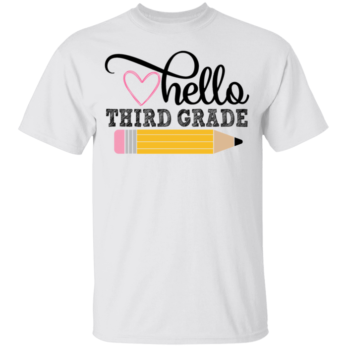 CustomCat Gosszy - Hello Third grade Apparel G500B Youth 5.3 oz 100% Cotton T-Shirt / White / YXS