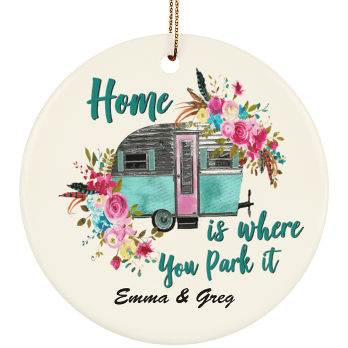 CustomCat Gosszy - Home where park it Circle Ornament Ornaments White / One Size