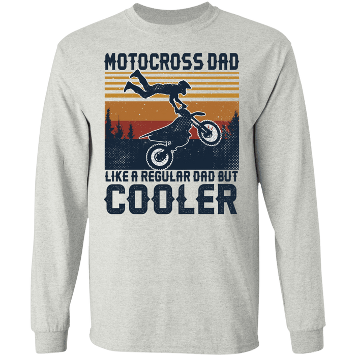 CustomCat Gosszy - Motocross Dad Cooler Apparel G240 LS Ultra Cotton T-Shirt / Ash / S