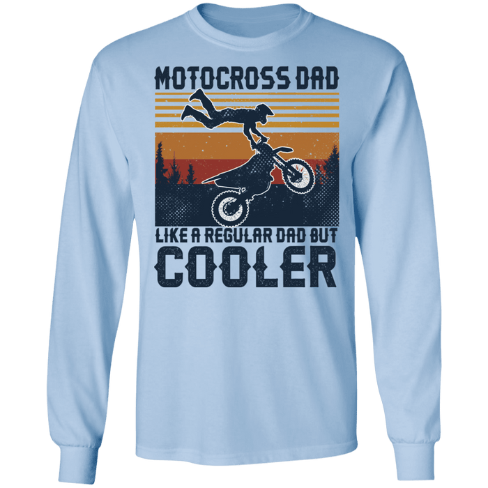 CustomCat Gosszy - Motocross Dad Cooler Apparel G240 LS Ultra Cotton T-Shirt / Light Blue / S