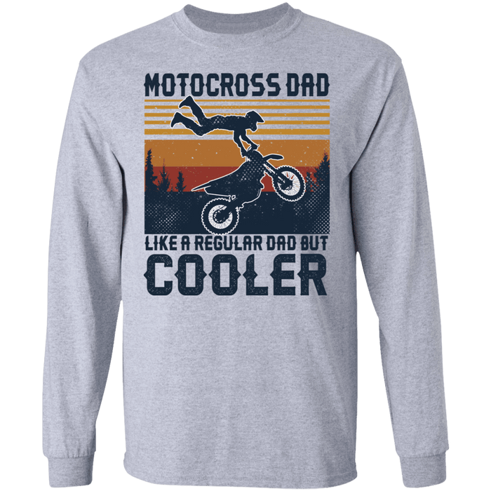CustomCat Gosszy - Motocross Dad Cooler Apparel G240 LS Ultra Cotton T-Shirt / Sport Grey / S