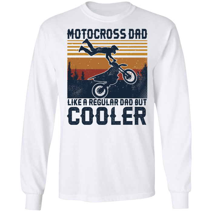CustomCat Gosszy - Motocross Dad Cooler Apparel G240 LS Ultra Cotton T-Shirt / White / S