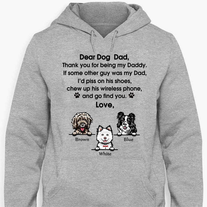 Gosszy Gosszy - Personalized Dear Dog Dad T-shirt & Hoodie, Custom Dog Breeds & Name, Daddy Gift, Funny Dog Tee, Good Sweat Absorbing Shirt, Dog Lovers Tshirt Pullover Hoodie / Sport Grey Color / S