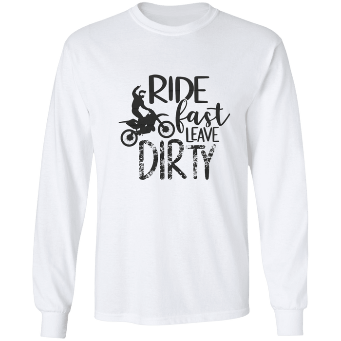 CustomCat Gosszy - Ride Fast motocross Apparel G240 LS Ultra Cotton T-Shirt / White / S